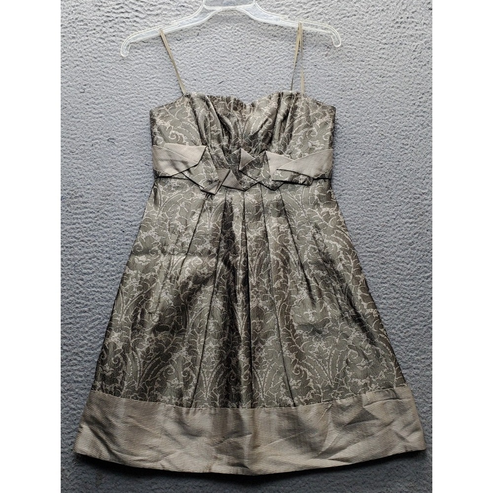 BCBGMAXAZRIA Strapless Dress Womens 2 Multi Silk Lined Pleated Waist Back Zip‎